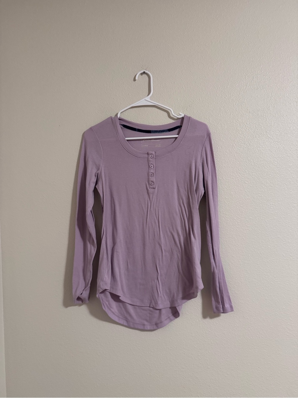 Eddie Bauer Light Lavender Long-Sleeve Henley - Picture 1 of 3